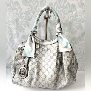 Authentic Gucci Silver Sukey Tote
